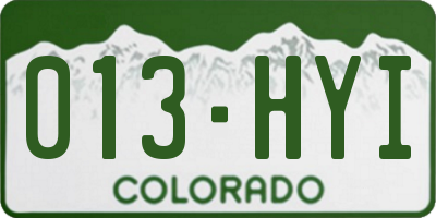 CO license plate 013HYI