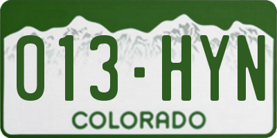 CO license plate 013HYN