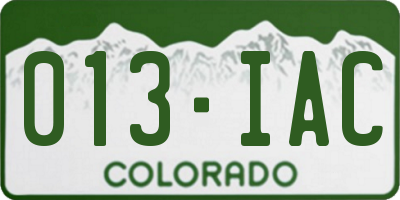 CO license plate 013IAC