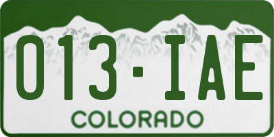CO license plate 013IAE