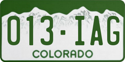 CO license plate 013IAG