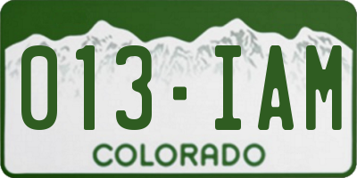 CO license plate 013IAM