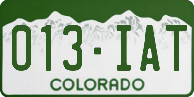 CO license plate 013IAT
