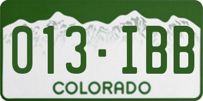 CO license plate 013IBB