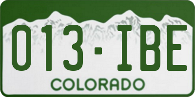 CO license plate 013IBE