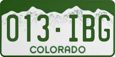 CO license plate 013IBG