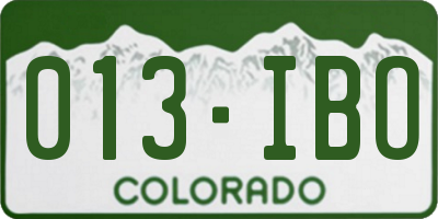 CO license plate 013IBO