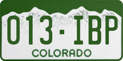 CO license plate 013IBP