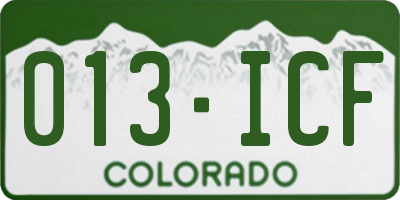 CO license plate 013ICF