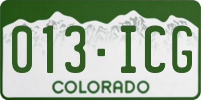 CO license plate 013ICG