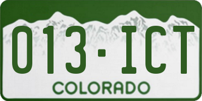 CO license plate 013ICT