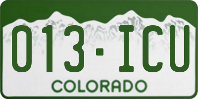 CO license plate 013ICU