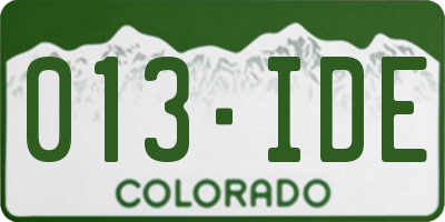 CO license plate 013IDE