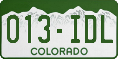 CO license plate 013IDL