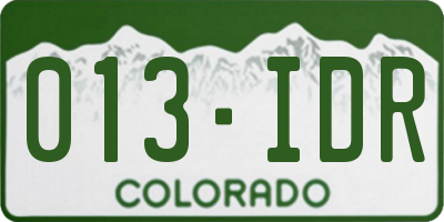 CO license plate 013IDR