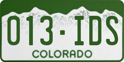 CO license plate 013IDS