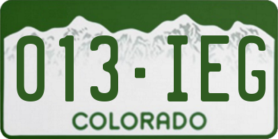 CO license plate 013IEG