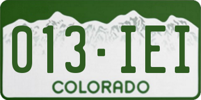 CO license plate 013IEI