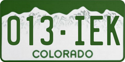 CO license plate 013IEK