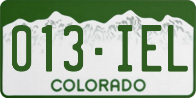 CO license plate 013IEL