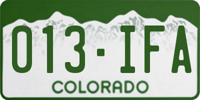 CO license plate 013IFA
