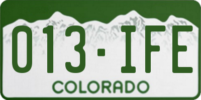 CO license plate 013IFE