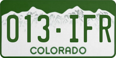 CO license plate 013IFR