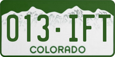 CO license plate 013IFT