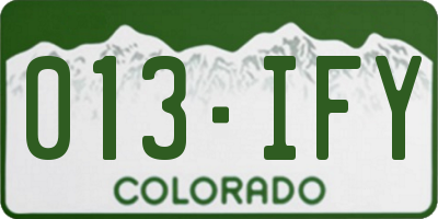 CO license plate 013IFY