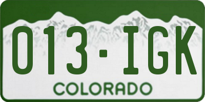 CO license plate 013IGK