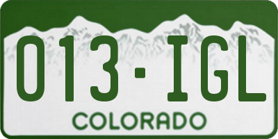 CO license plate 013IGL