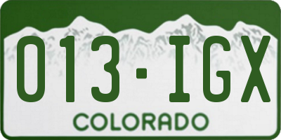 CO license plate 013IGX