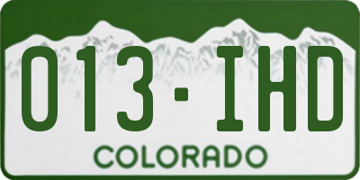 CO license plate 013IHD
