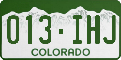 CO license plate 013IHJ