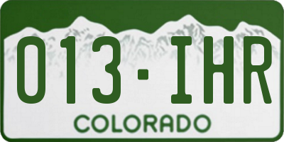 CO license plate 013IHR
