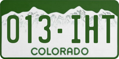 CO license plate 013IHT