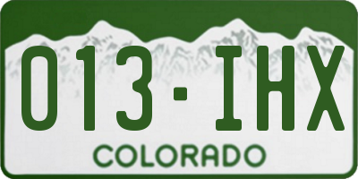 CO license plate 013IHX