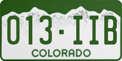 CO license plate 013IIB
