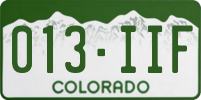 CO license plate 013IIF