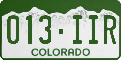 CO license plate 013IIR