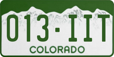 CO license plate 013IIT