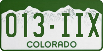 CO license plate 013IIX
