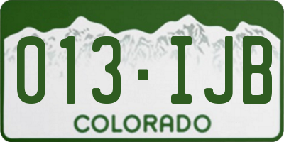 CO license plate 013IJB