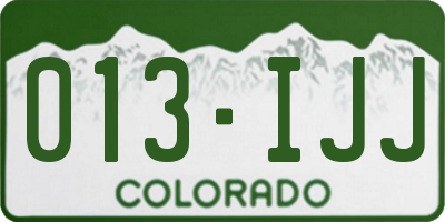 CO license plate 013IJJ