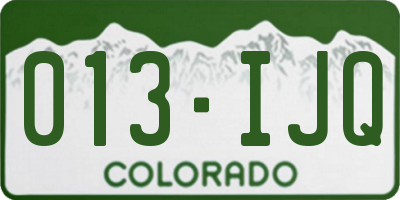 CO license plate 013IJQ