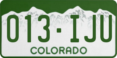 CO license plate 013IJU