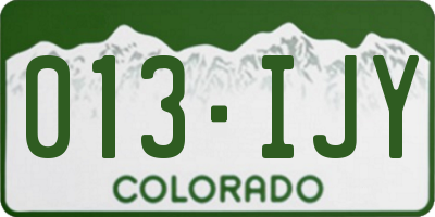 CO license plate 013IJY