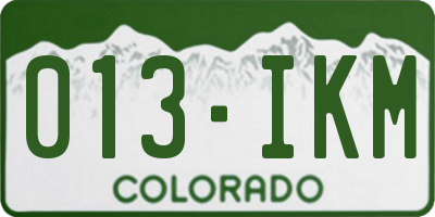 CO license plate 013IKM