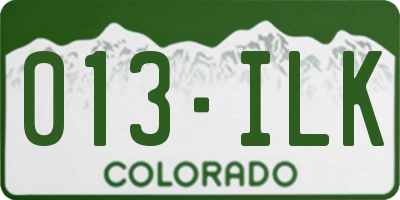 CO license plate 013ILK