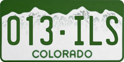 CO license plate 013ILS